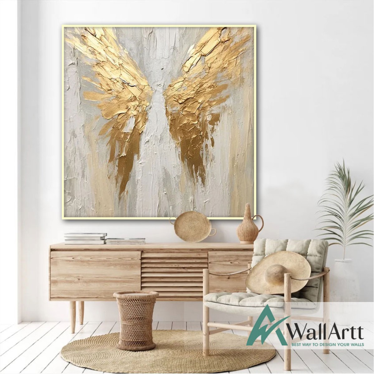 Golden Wings II 3d Heavy Textured Partial Oil Painting